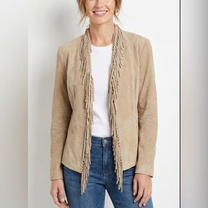 Leather jacket Rodeo cowgirl leather western jacket country vintage beige XS.